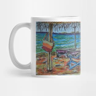 Watercolor Sketch - Summer, Beach, Gazebo, Sailboat.. 2013 Mug